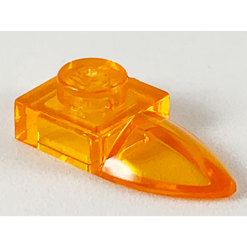 Plaat, Aangepast 1x1 met horizontale tand Trans Orange